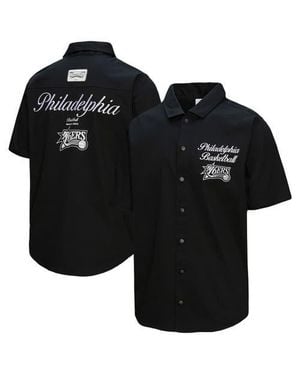 Mitchell & Ness Philadelphia 76Ers Hardwood Classics Camp Shirt - Black