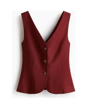 H&M Linen-Blend Waistcoat - Red