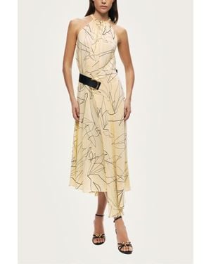 Nocturne Printed Halter Midi Dress - Natural