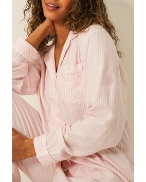 Stripe & Stare Ecovero Long Sleeve Pajama Top - Natural