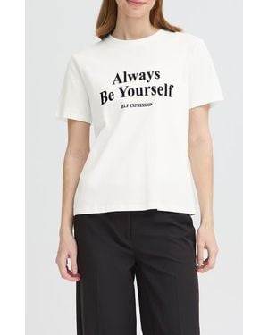 Ichi Ihrubby Be Yourself Cotton Graphic T-Shirt - White