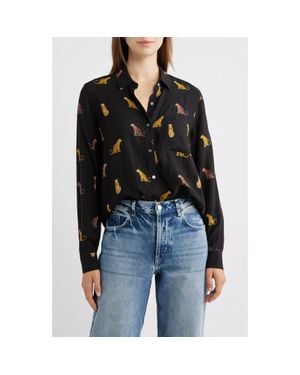 Rails Josephine Wild Cats Print Button-Up Shirt - Black