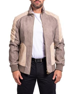 Maceoo Resistance Mixed Media Suede Jacket - Gray