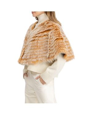 Gorski Genuine Shearling Layered Capelet - Metallic