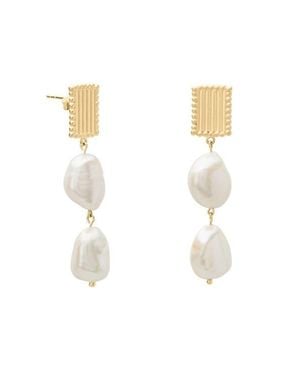 Murkani Aphrodite Goddess Hanging Pearl Earrings - White