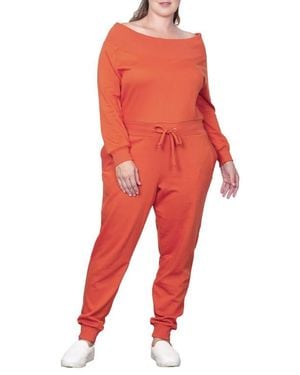 Standards & Practices Off-The-Shoulder Jumpsuit - Red