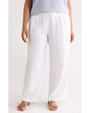 Caslon Wide Leg Cotton Gauze Pants - White