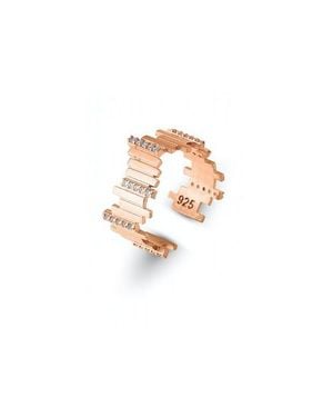 Spero London New Multiple Bar Sterling Ring - Pink