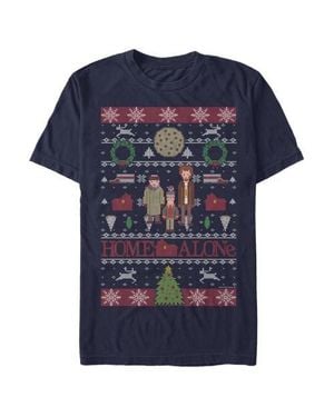 Home Alone Characters Ugly Sweater Graphic T-Shirt - Blue