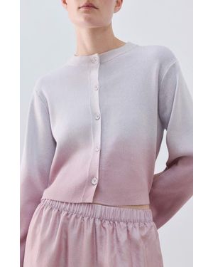 Mango Gradient Crop Cotton Cardigan - Purple