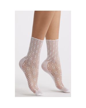 Stems Lauren Sheer Open Stitch Crew Socks - Pink