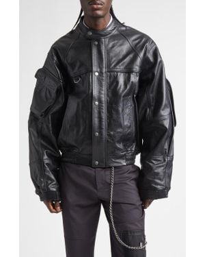 Martine Rose Bumbag Leather Jacket - Black