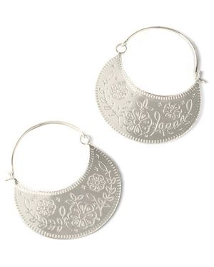 Matr Boomie Haveli Etched Hoop Earring - White