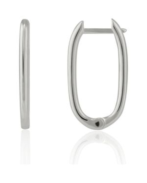 Spero London Oval Rectangular Sterling Hoop Earring - White