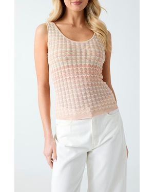 Guess Rosalyn Metallic Pointelle Sweater Tank - White