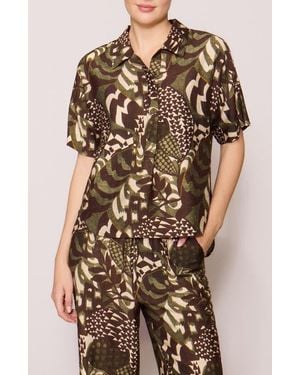 MELLODAY Easy Woven Pullover Shirt - Brown
