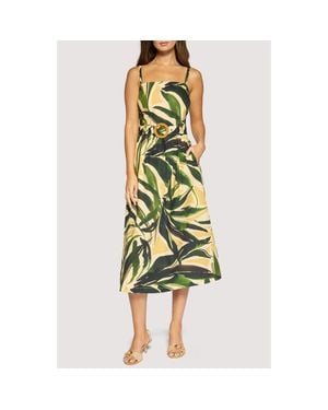 Lost + Wander Palm Serenade Cotton Midi Dress - Yellow