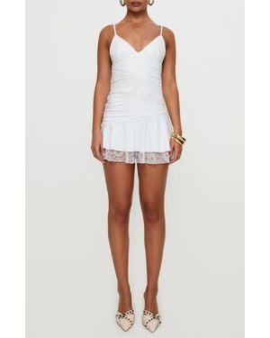 Princess Polly Love Is Alive Slinky Dropped Waist Lace Trim Ruffle Skirt  Mini Dress in White | Lyst