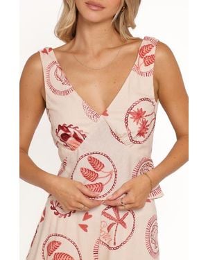 Petal & Pup Evelyn Print Deep V-Neck Top - Pink