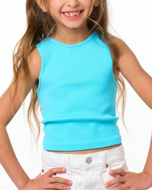 Malibu Sugar Littles Ribbed Crop Sport Tank Top - Blue
