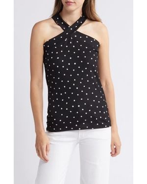 Loveappella Polka Dot Halter Top - Blue