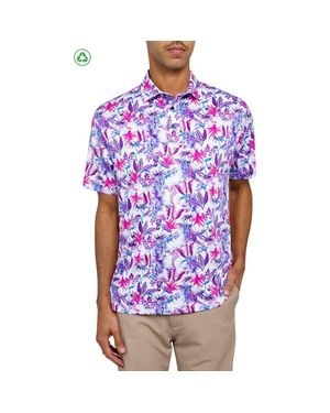 Con.struct Regular Fit Exotic Bird Print Recycled Performance Golf Polo - Purple