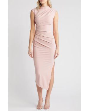 NIKKI LUND Diana Asymmetric Hem Sheath Dress - Pink