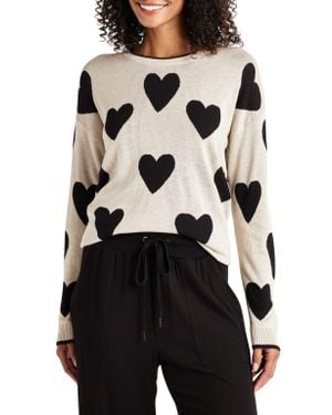 Splendid Lottie Intarsia Heart Crewneck Sweater - Black