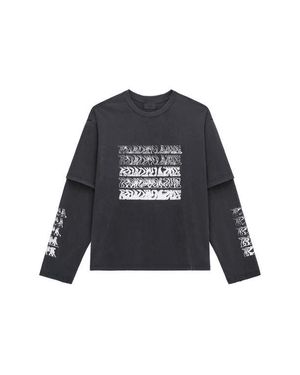 RTA Loris Double Layer Long Sleeve Graphic T-Shirt - Black