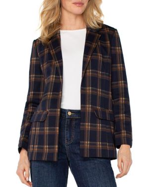 Liverpool Los Angeles Plaid Notched Lapel Blazer - Black