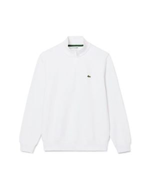 Lacoste Cotton Fleece Half Zip Pullover - White