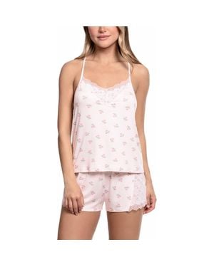 In Bloom Sevilla Lace Trim Short Pajamas - White