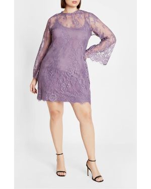 City Chic Zelda Lace Minidress - Purple