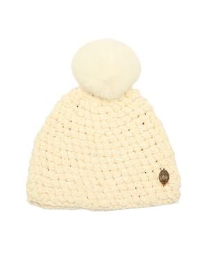 Kurt Geiger Chunky Chenille Pompom Beanie - Natural