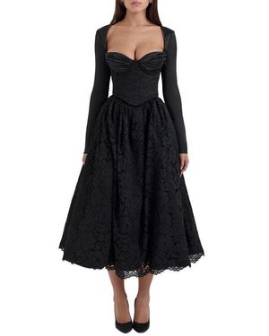 knee length dresses for ladies Park Avenue Flutter Sleeve Side Split Midi Dress Apricot main image 1