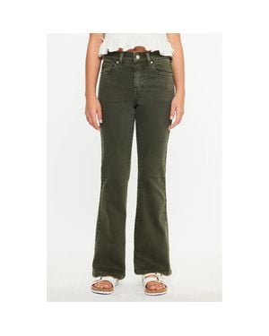 Kancan Ezra High Rise Flare Jeans - Green