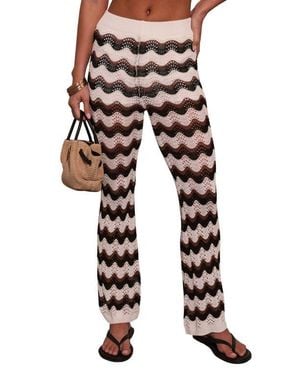 Vici Collection Zigzag Open Stitch Pants - Black