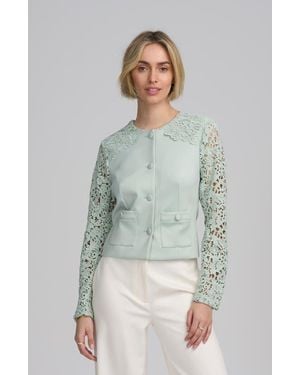Elle Collection Lace Satin Jacket - Gray