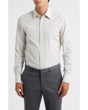 BOSS Hays Slim Fit Pinstripe Cotton Dress Shirt - Gray