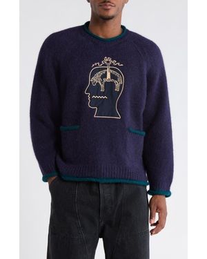 Brain Dead X Brooks Brothers California Logo Embroidered Roll Neck Baby Alpaca Blend Sweater - Blue