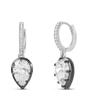 SHYMI Pavé Pear Drop Huggie Hoop Earrings - White