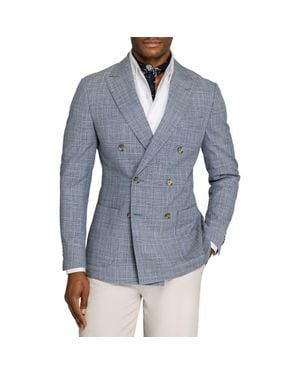 Brooklyn Brigade Douglas Double Breasted Plaid Blazer - Blue
