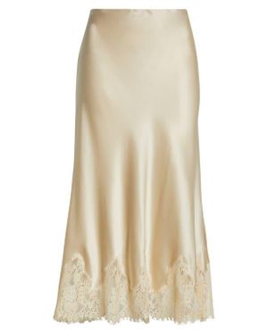 Reformation Lace Trim Silk Midi Skirt - Natural