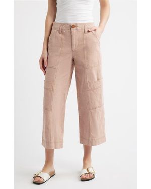 Wit & Wisdom Skyrise Cotton Crop Wide Leg Utility Pants - Natural