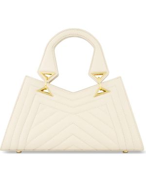 Mac Duggal Quilted Napa Leather Angular Handbag - Natural