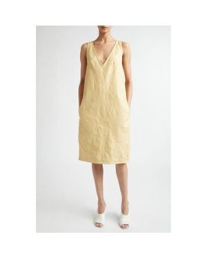 TOTEME Crinkled Leather Shift Dress - Yellow