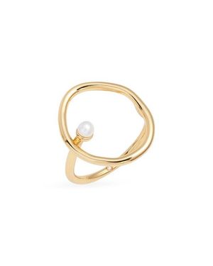 Nordstrom Demi Fine Open Freshwater Pearl Ring - Metallic