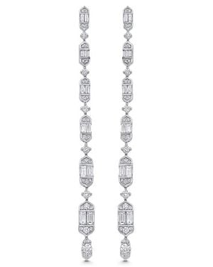Sara Weinstock Taj Baguette Diamond Linear Drop Earrings - White
