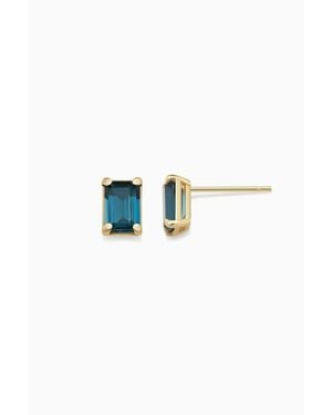 Oradina 14K Date Me Birthstone Stud Earrings - Blue