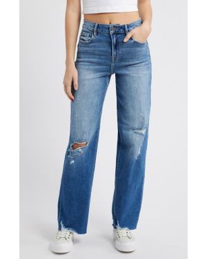 Hidden Jeans High Waist Distressed Wide Leg Dad Jeans - Blue